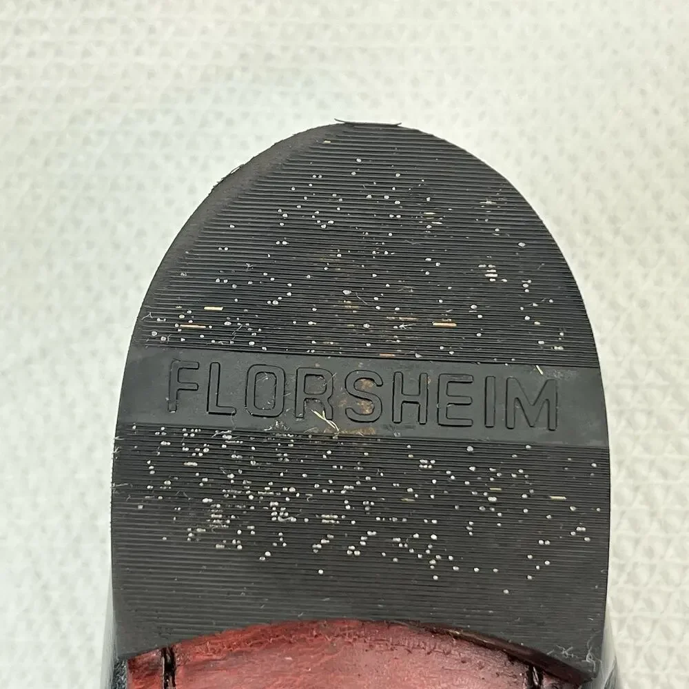Florsheim Black Leather Penny Loafers Braided Strap Mens US 13 E Dress Shoes